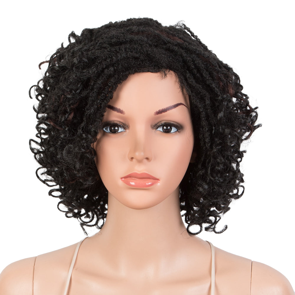 Clearance Sale 9.5 Inch Short Afro Braided Dreadlocks Afro Curl Wig