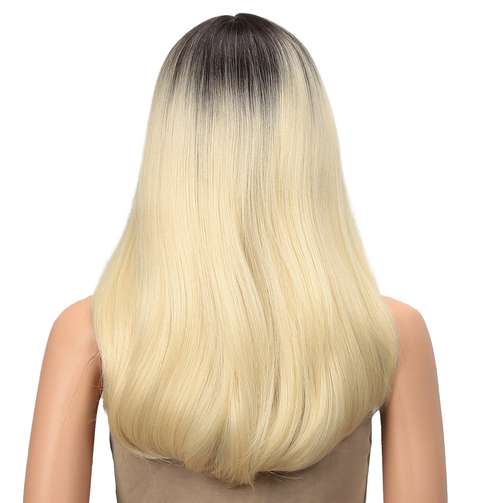 Clearance Sale 5*1 Lace Part Dark Roots Ombre Honey Blonde Synthetic Wig | Noble hair