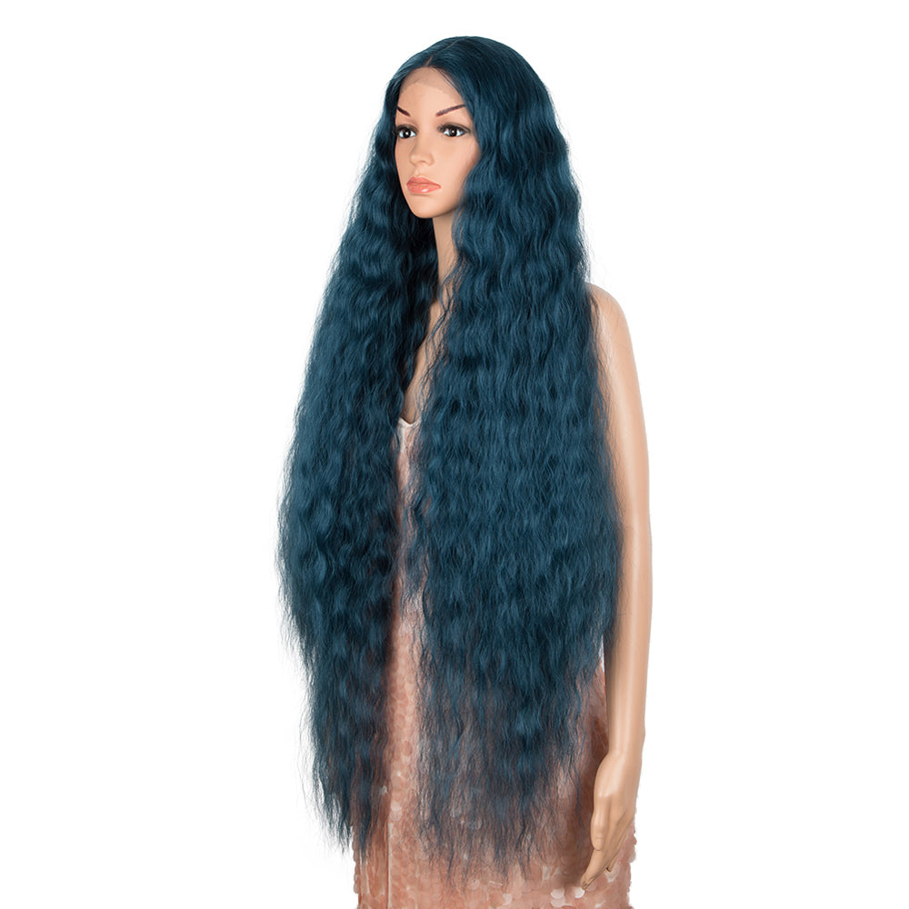 NOBLE Synthetic Lace Front Wig | 41 Inch Curly Wavy Lace Front Middle Part Wig HD Lace Wig | Dark Blue Bohemian Wig - Noblehair