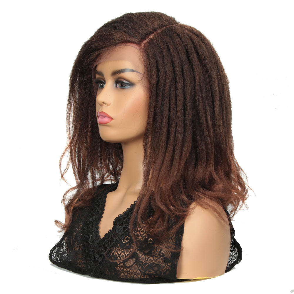 NOBLE RAIN Synthetic Afro Dreadlock Wig |14 inch Instant Weave Goddess Brown Wig - Noblehair