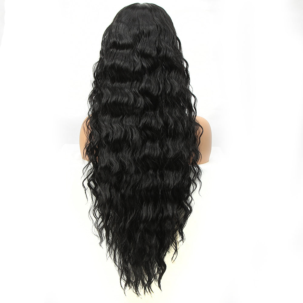 NOBLE Synthetic Long Curly Lace Front Wigs for Women|32 inch Deep Wave Wig| Natural Black |SOTO - Noblehair