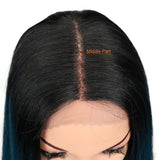 NOBLE Synthetic Lace Front Wig | 19.5 Inch Blunt Cut Straight | Dark Teal | Janelle - Noblehair