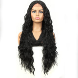 NOBLE Synthetic Long Curly Lace Front Wigs for Women|32 inch Deep Wave Wig| Natural Black |SOTO - Noblehair