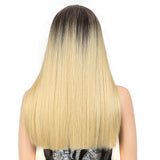 NOBLE Synthetic Lace Front Wig | 19.5 Inch Blunt Cut Straight  | Ombre Blonde |  Janelle - Noblehair