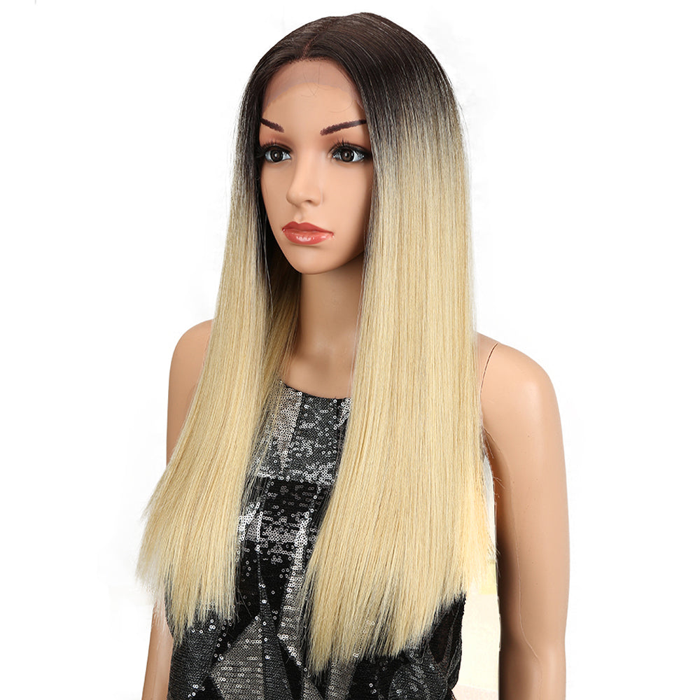 NOBLE Synthetic Lace Front Wig | 19.5 Inch Blunt Cut Straight  | Ombre Blonde |  Janelle - Noblehair