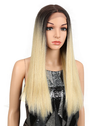 NOBLE Synthetic Lace Front Wig | 19.5 Inch Blunt Cut Straight  | Ombre Blonde |  Janelle - Noblehair