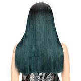 NOBLE Synthetic Lace Front Wig | 19.5 Inch Blunt Cut Straight T | Ombre Green|  Janelle - Noblehair