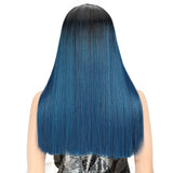 NOBLE Synthetic Lace Front Wig | 19.5 Inch Blunt Cut Straight  | Ombre Blue |  Janelle - Noblehair