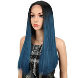 NOBLE Synthetic Lace Front Wig | 19.5 Inch Blunt Cut Straight  | Ombre Blue |  Janelle - Noblehair