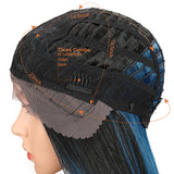 NOBLE Synthetic Lace Front Wig | 19.5 Inch Blunt Cut Straight  | Ombre Blue |  Janelle - Noblehair
