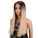 NOBLE Synthetic Lace Front Wig | 19.5 Inch Blunt Cut Straight | Ombre Pink| Janelle - Noblehair