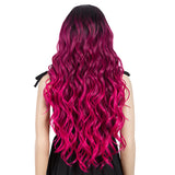 NOBLE NEON Synthetic Lace Front Wigs for Women|27 inch Long Wavy Wig|5 inch Middle Part Pre plucked Ombre Hot Pink Wig - Noblehair