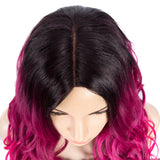 NOBLE NEON Synthetic Lace Front Wigs for Women|27 inch Long Wavy Wig|5 inch Middle Part Pre plucked Ombre Hot Pink Wig - Noblehair