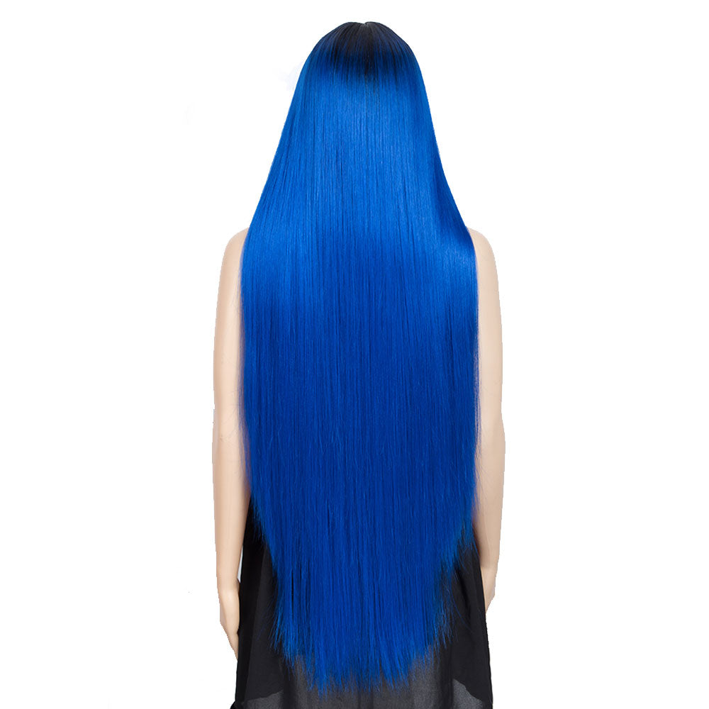 Cheap long discount blue wig