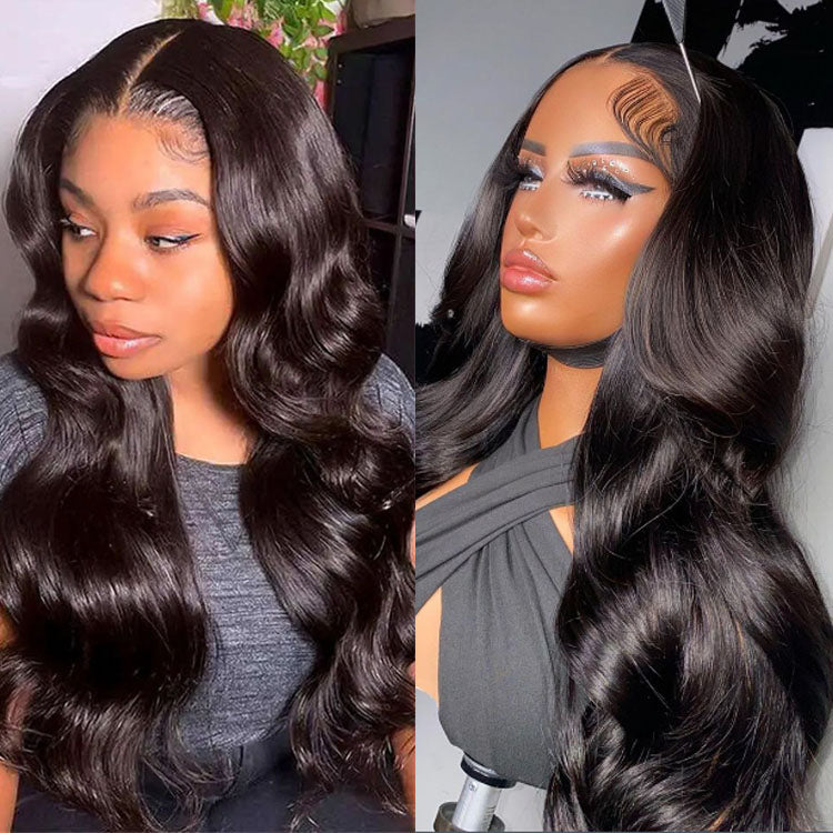 Pre Cut 4x4 Lace Glueless Body Wave Lace Closure Wig with Elastic Band Ready to Wear