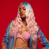 NOBLE Synthetic Lace Front Wig | 29 Inch Body Wavy Lace Front Side Part Wig HD Lace Wig | Fog Pink Color Arika - Noblehair