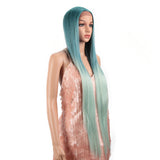 NOBLE Synthetic Lace Front Wigs | 38 inch Super Long Straight Lace Wig Preplucked | Ombre Blue - Noblehair