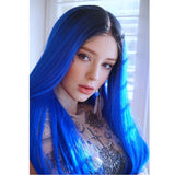 NOBLE Synthetic Lace Front Wigs |38 inch Super Long Straight Lace Wig Preplucked| Blue Wig - Noblehair