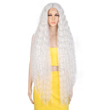 41 Inch Super Long Wavy Ash Blonde Synthetic Wig | NOBLE Bohemian Synthetic Lace Front Wigs