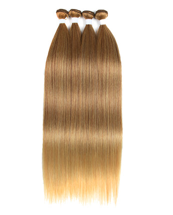 NOBLE Synthetic Hair Extensions | Hair Weave Bundles 4 Pieces | 24 Inch Straight Hair Bundles 6 Colors - Noblehair