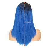 NOBLE Human Hair Lace Front Wig | 19 Inch Lob Straight Hair | Ombre Blue | F Jennifer - Noblehair