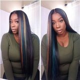 NOBLE 13*7 Synthetic Lace Frontal Wigs | 30 Inch Long Straight Lace Wig Ombre Color Wig | CHERYL - Noblehair