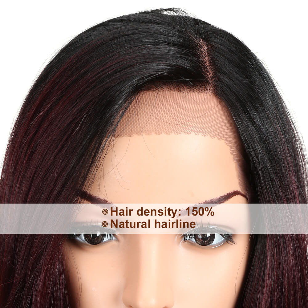 NOBLE Wilma Synthetic 13*4 Lace Frontal Wigs With Baby Hair丨27 Inch Long Wavy Wig丨Dark Red - Noblehair