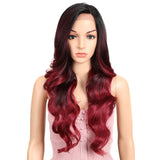 NOBLE Wilma Synthetic 13*4 Lace Frontal Wigs With Baby Hair丨27 Inch Long Wavy Wig丨Dark Red - Noblehair