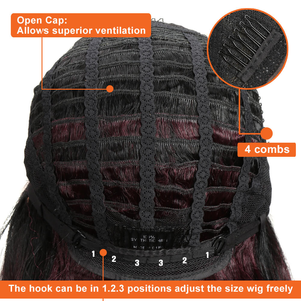 NOBLE Wilma Synthetic 13*4 Lace Frontal Wigs With Baby Hair丨27 Inch Long Wavy Wig丨Dark Red - Noblehair