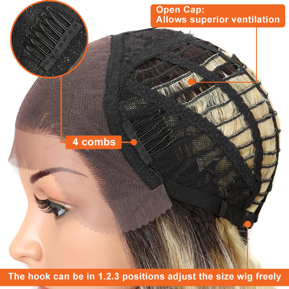 NOBLE Wilma Synthetic 13*4 Lace Frontal Wigs With Baby Hair丨27 Inch Long Wavy Wig丨Ombre Blonde - Noblehair