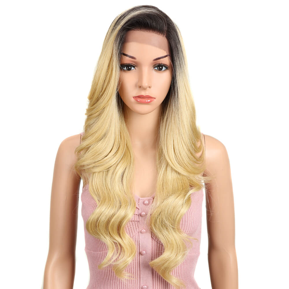 NOBLE Wilma Synthetic 13*4 Lace Frontal Wigs With Baby Hair丨27 Inch Long Wavy Wig丨Ombre Blonde - Noblehair