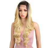 NOBLE Wilma Synthetic 13*4 Lace Frontal Wigs With Baby Hair丨27 Inch Long Wavy Wig丨Ombre Blonde - Noblehair