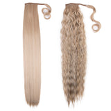 31 Inch Straight Curly Clip Curly Drawstring Ponytail Blonde Color pony tail 2 Pieces/Pack