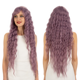 NOBLE Synthetic Long Wavy Wig with Bangs | 30 Inch Synthetic Curly Loose wigs | Ash Purple | Craib - Noblehair