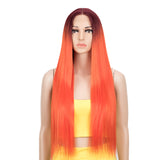NOBLE Synthetic Lace front Middle Part Wig | 30 Inch long straight Wig | Ombre Red Wig HEADLINE - Noblehair