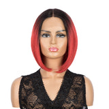 NOBLE Synthetic 4*4 Lace Frontal  Bob Wigs | Ombre Red Color Straight Bob Wig | JULIE - Noblehair