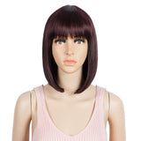 NOBLE Synthetic Bob Wig with Bangs for Women | 12 Inch Straight Colorful Bob Wig | Classic Bob Hairstyle MADDIE - Noblehair