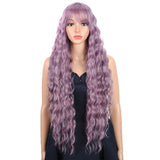 NOBLE Synthetic Long Wavy Wig with Bangs | 30 Inch Synthetic Curly Loose wigs | Ash Purple | Craib - Noblehair
