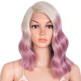 14.5 Inch Short Wavy 5 Inch Side Part Bob Ombre Blue | Shelia