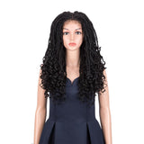 NOBLE GODDESS Synthetic 4*4 Lace Frontal Faux Locs Braids Wigs With Bangs Baby Hair Pre-Plucked | 24 inch Goddess Locs Wig - Noblehair