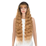 NOBLE Synthetic Long Wavy Wig with Bangs | 30 Inch Synthetic Curly Loose wigs | Brown Blonde | Craib - Noblehair