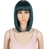 NOBLE Synthetic Bob Wig with Bangs for Women | 12 Inch Straight Colorful Bob Wig | Classic Bob Hairstyle MADDIE - Noblehair