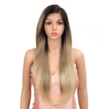 NOBLE Easy 360 Synthetic Lace Front Wig | 28 Inch Lace Frontal Long Straight | Ombre Blonde | Agatha - Noblehair