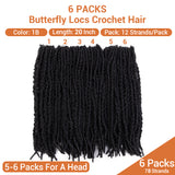 NOBLE Butterfly Locs Crochet Hair | 20 inch 6PCS Pre Looped Crochet Hair Extensions  | Colorful CRO-CAMILLA - Noblehair