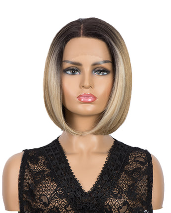 NOBLE Synthetic 4*4 Lace Frontal  Bob Wigs | Ombre Brown Color Straight Bob Wig | JULIE - Noblehair