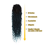 NOBLE Pre-Looped Passion Twist Hair | 20 inch Faux Locs Afro Braiding Hair Extensions with Curly Ends | Ombre Dark Blue BOHO HIPPLE - Noblehair