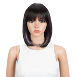 NOBLE Short Human Hair Bob Wigs with Bangs | 10
