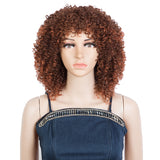 NOBLE Synthetic Afro Curly Wigs with Bangs | 12 Inch Short Kinky Curly Wig for Women | Changeable Shape Wig PINE - Noblehair
