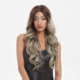 Ash Brown with Ash Blonde Balayage Easy 360 Synthetic Lace Front Wig| 29 Inch Loose Wave | Caramel Blonde| Arika