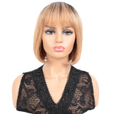 NOBLE Human Hair BOB Wigs with Bangs | Short bob Wigs for Black Women Colored Hair Wigs | ERIN Dark Blonde Wig - Noblehair